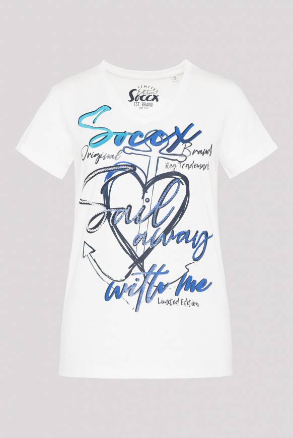 Soccx T-Shirt mit Logo Print ivory