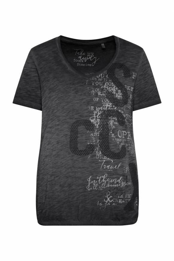 Soccx T-Shirt Mit Logo Print Und Elastiksaum Black