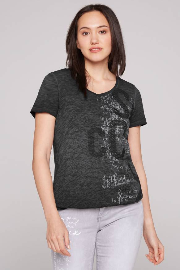 Soccx T-Shirt mit Logo Print und Elastiksaum black