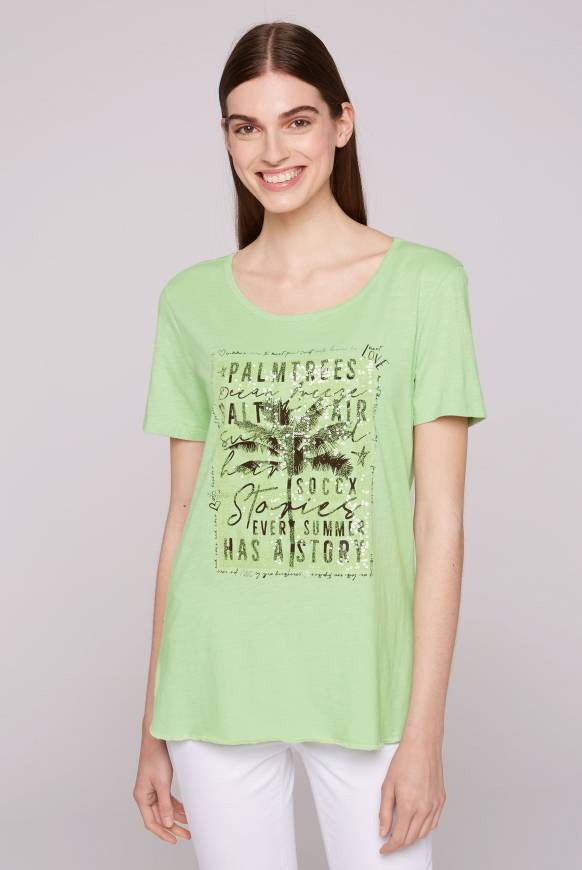 Soccx T-Shirt mit Pailletten-Artwork light green
