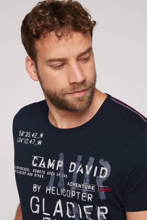 Soccx T-Shirt Mit Print Im Used Look Blue Navy