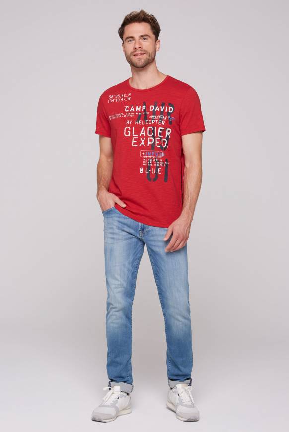 Soccx T-Shirt Mit Print Im Used Look Flight Red