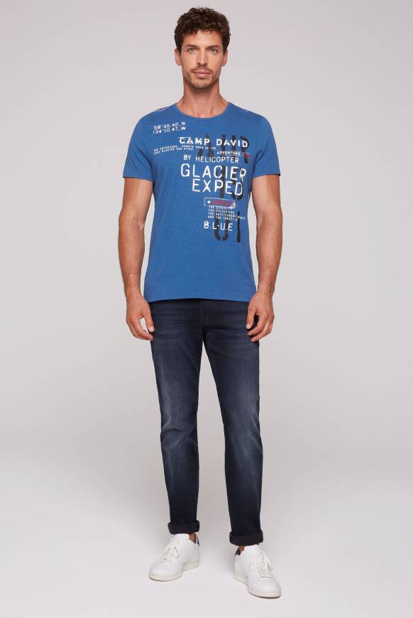 Soccx T-Shirt Mit Print Im Used Look Strong Blue