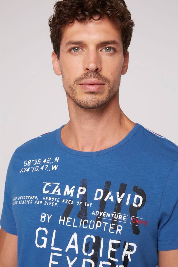 Soccx T-Shirt Mit Print Im Used Look Strong Blue