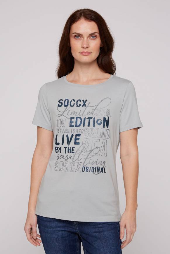 Soccx T-Shirt mit U-Boot-Ausschnitt cozy blue M