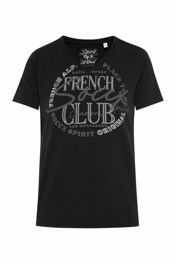 Soccx T-Shirt Mit V-Ausschnitt Und Print Black
