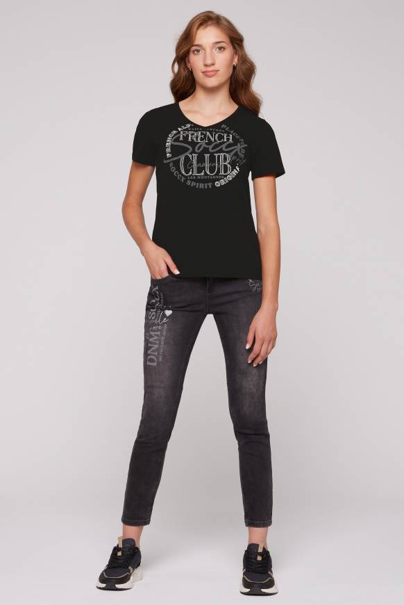 Soccx T-Shirt Mit V-Ausschnitt Und Print Black