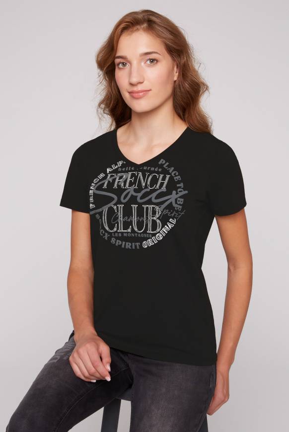 Soccx T-Shirt mit V-Ausschnitt und Print black