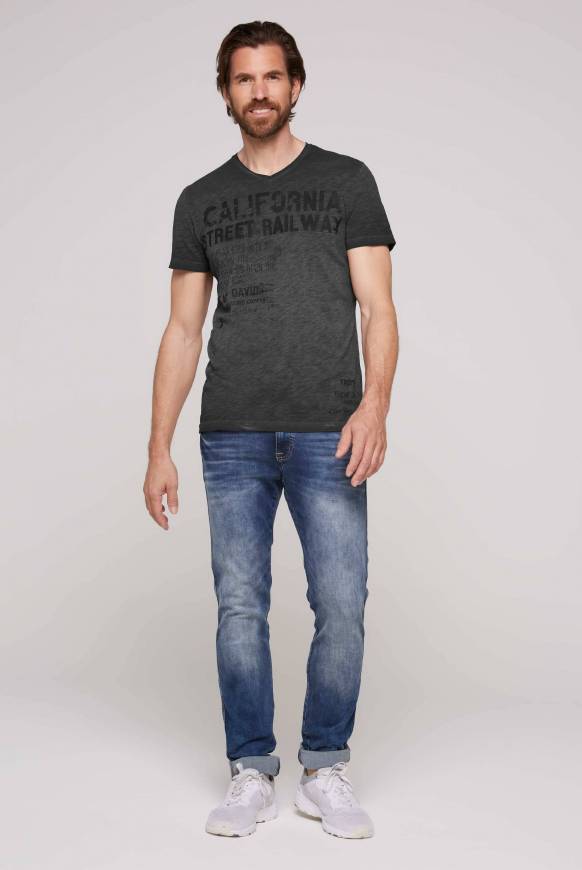 Soccx T-Shirt Mit V-Neck Im Vintage Style Black M