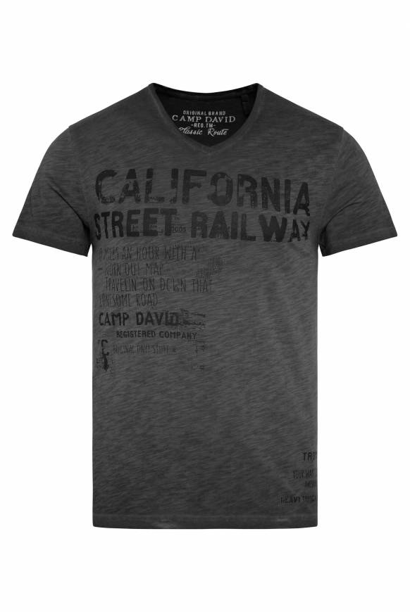 Soccx T-Shirt Mit V-Neck Im Vintage Style Black M