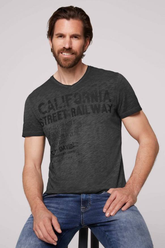 Soccx T-Shirt mit V-Neck im Vintage Style black M