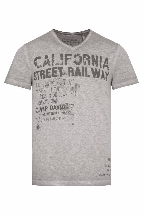 Soccx T-Shirt Mit V-Neck Im Vintage Style Shadow M