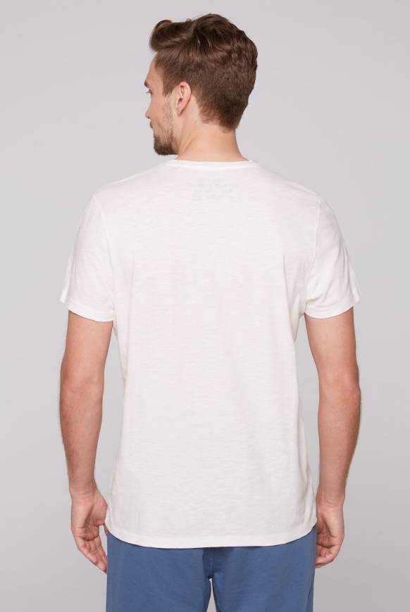 Soccx T-Shirt Mit V-Neck Und Print Artwork Ivory