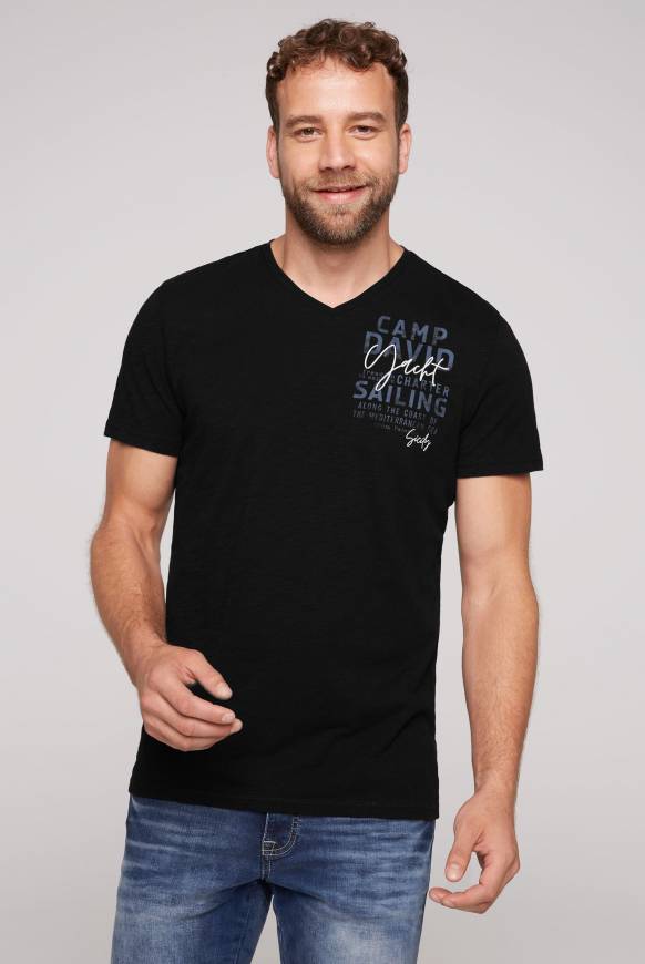 Soccx T-Shirt mit V-Neck und Print black S