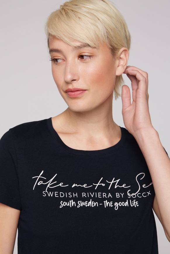 Soccx T-Shirt Mit Wording Print Black