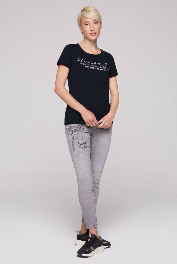 Soccx T-Shirt Mit Wording Print Black