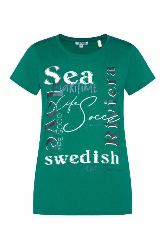 Soccx T-Shirt Mit Wording Print Bottle Green