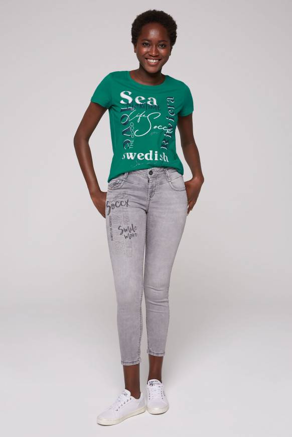 Soccx T-Shirt Mit Wording Print Bottle Green