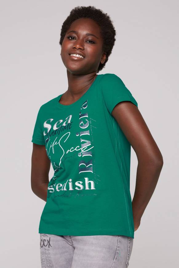 Soccx T-Shirt mit Wording Print bottle green