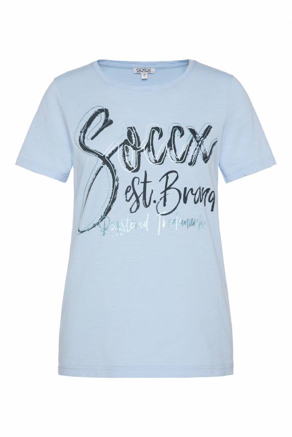 Soccx T-Shirt Mit Wording Print Cool Blue