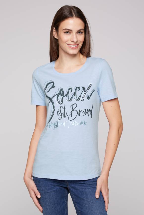 Soccx T-Shirt mit Wording Print cool blue