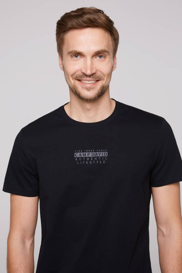 Soccx T-Shirt Rundhals Mit Logo Print Blue Navy