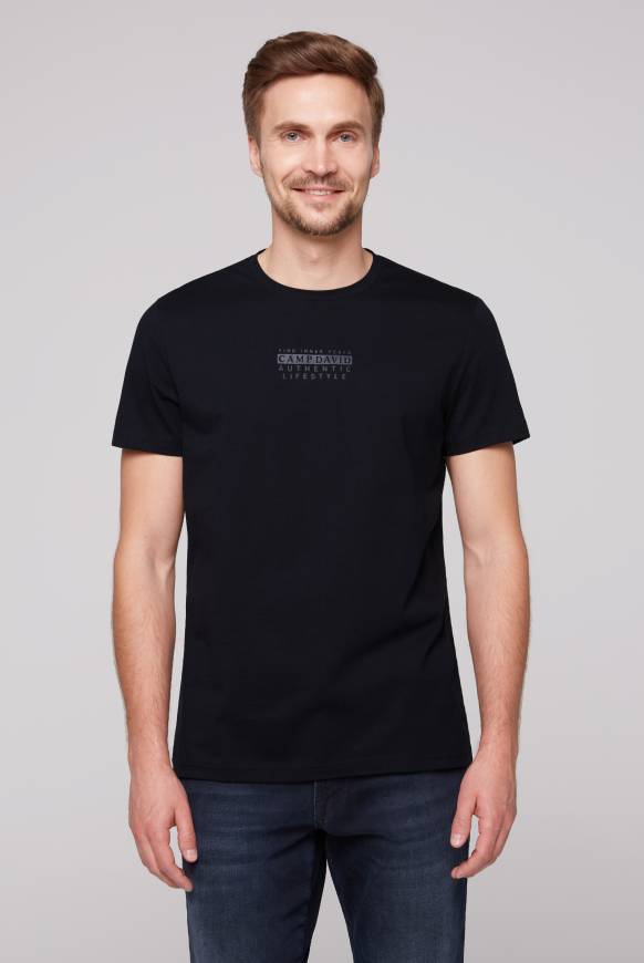 Soccx T-Shirt Rundhals mit Logo Print blue navy