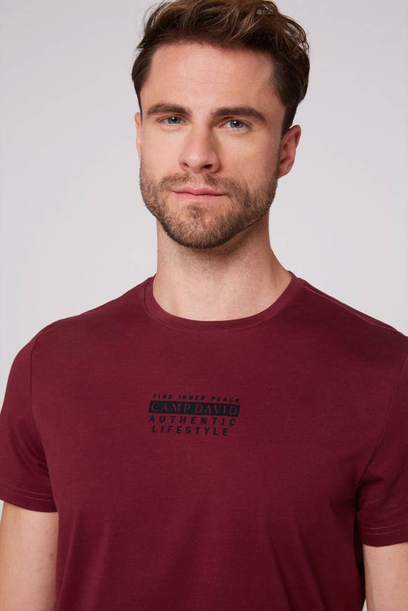 Soccx T-Shirt Rundhals Mit Logo Print Burgundy