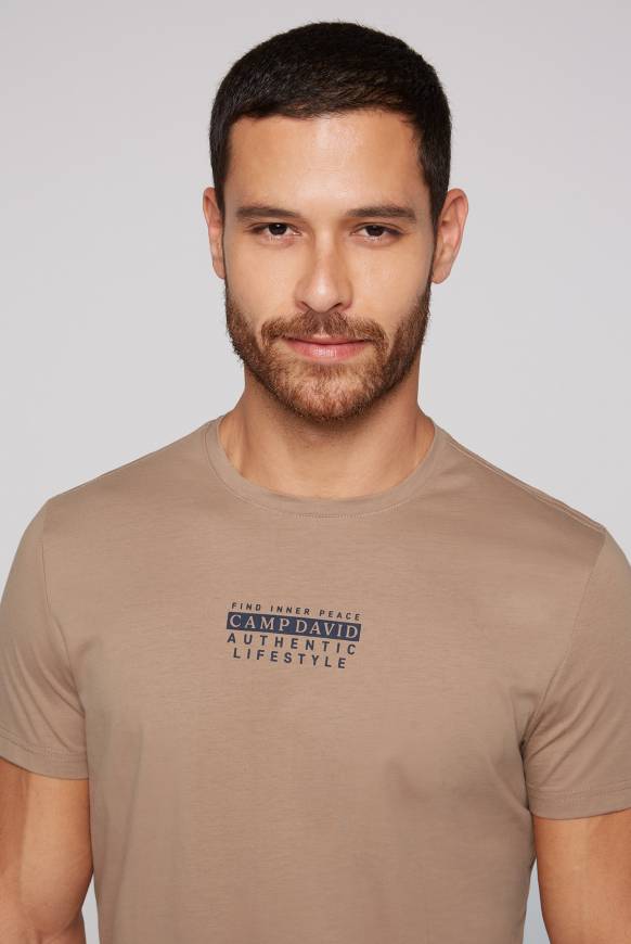 Soccx T-Shirt Rundhals Mit Logo Print Tan