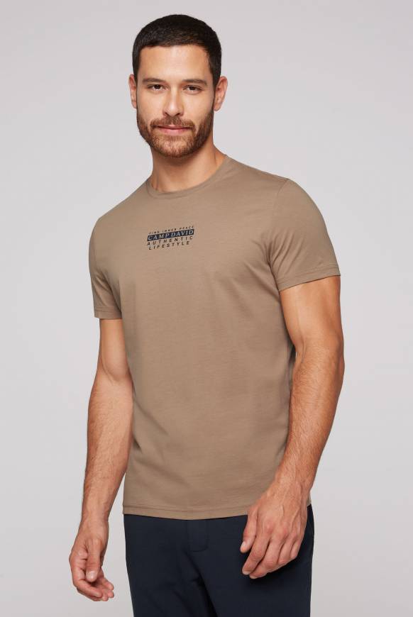 Soccx T-Shirt Rundhals mit Logo Print tan