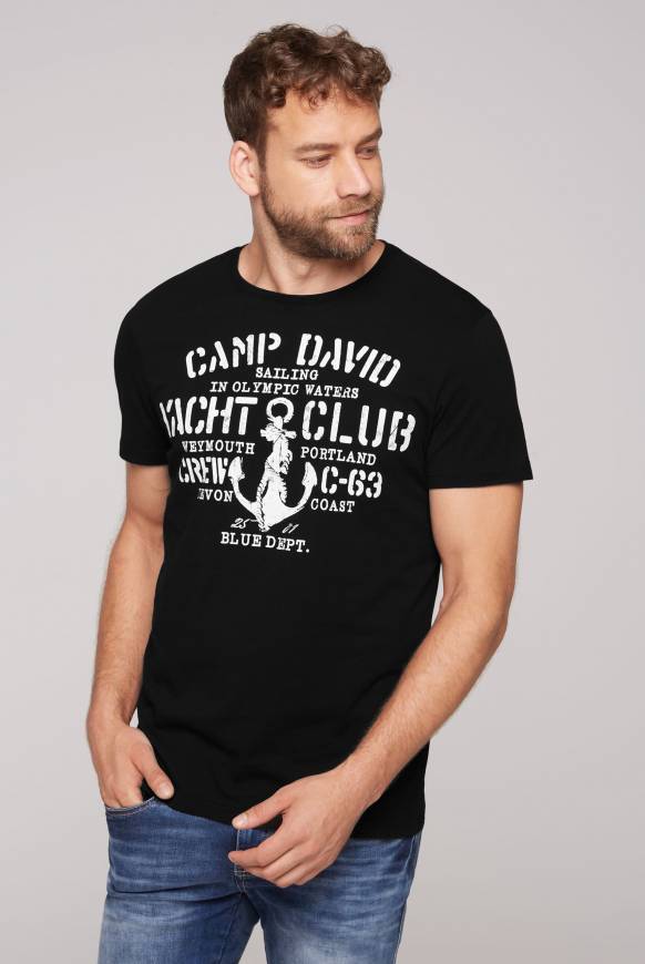 Soccx T-Shirt Rundhals mit Used Print black S