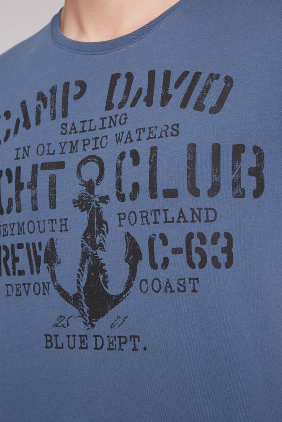 Soccx T-Shirt Rundhals Mit Used Print Blue Haze S