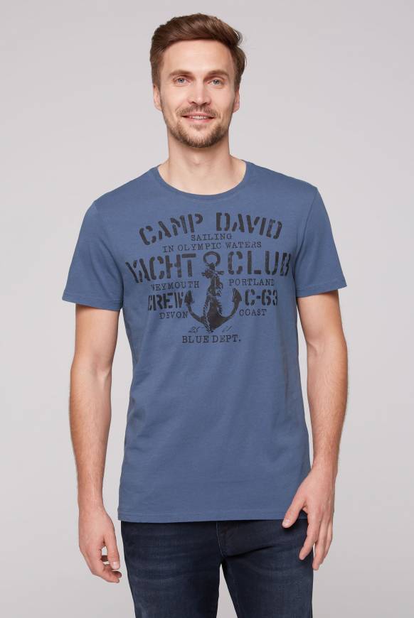 Soccx T-Shirt Rundhals mit Used Print blue haze S