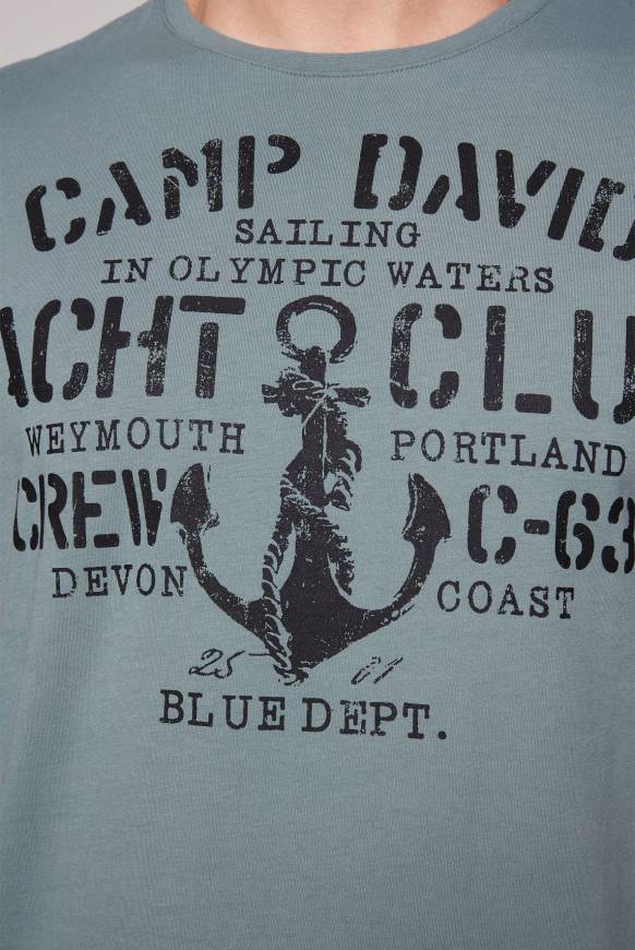 Soccx T-Shirt Rundhals Mit Used Print Grey Green S