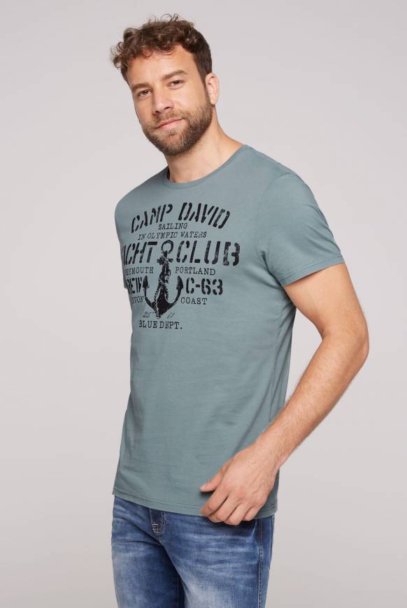 Soccx T-Shirt Rundhals mit Used Print grey green S