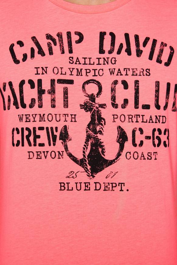 Soccx T-Shirt Rundhals Mit Used Print Neon Pink S