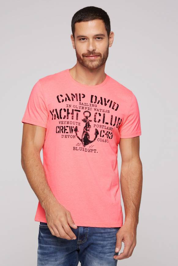 Soccx T-Shirt Rundhals mit Used Print neon pink S