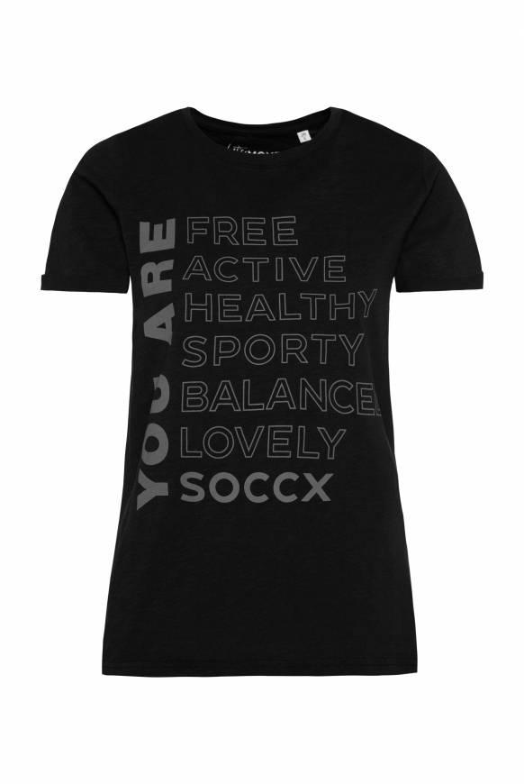 Soccx T-Shirt Rundhals Mit Wording Print Black