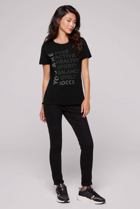Soccx T-Shirt Rundhals Mit Wording Print Black