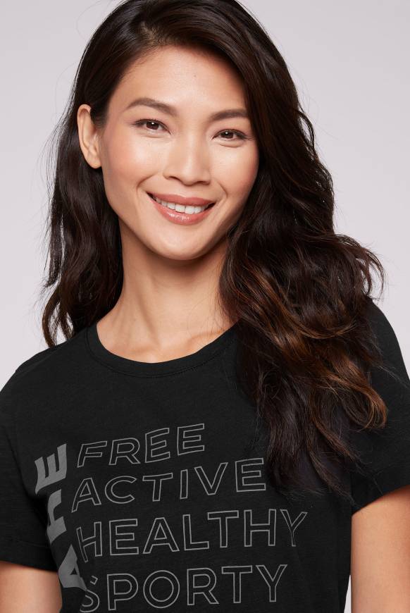 Soccx T-Shirt Rundhals Mit Wording Print Black