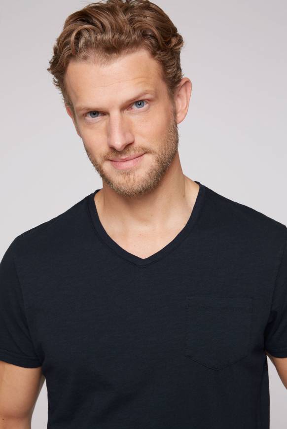 Soccx T-Shirt V-Neck Mit Brusttasche Blue Navy S