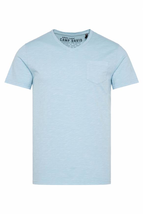Soccx T-Shirt V-Neck Mit Brusttasche Summer Blue