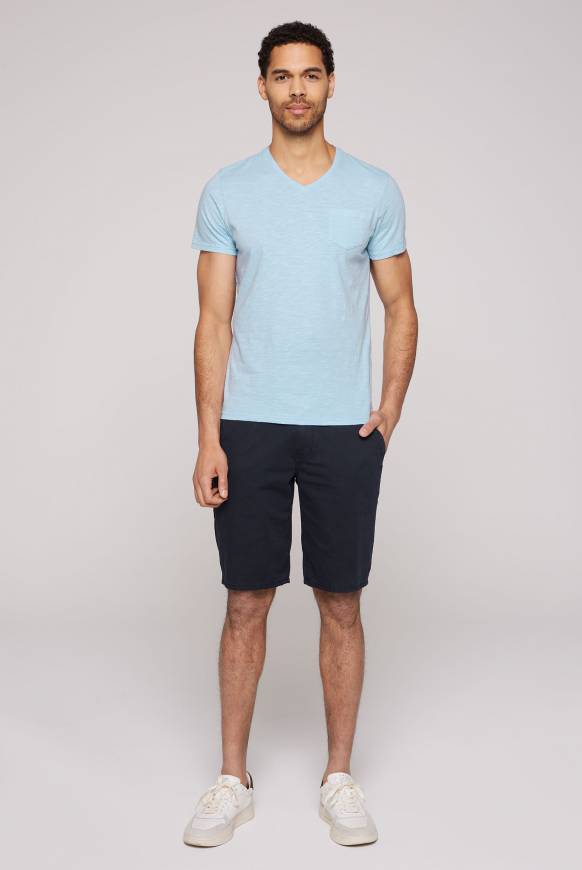 Soccx T-Shirt V-Neck Mit Brusttasche Summer Blue