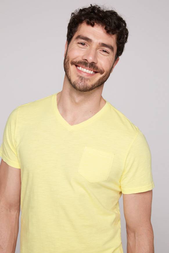 Soccx T-Shirt V-Neck Mit Brusttasche Sun