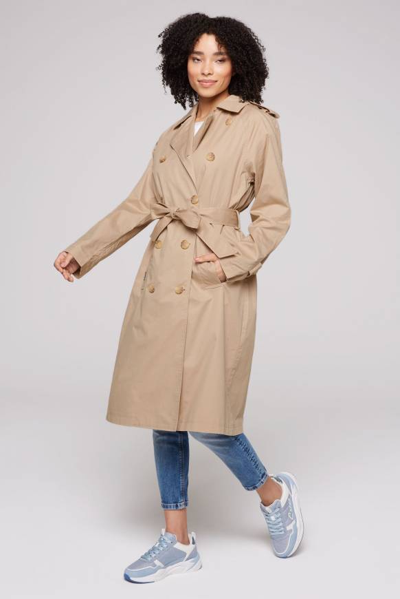 Soccx Trenchcoat Mit Bindegürtel Dark Stone Beige