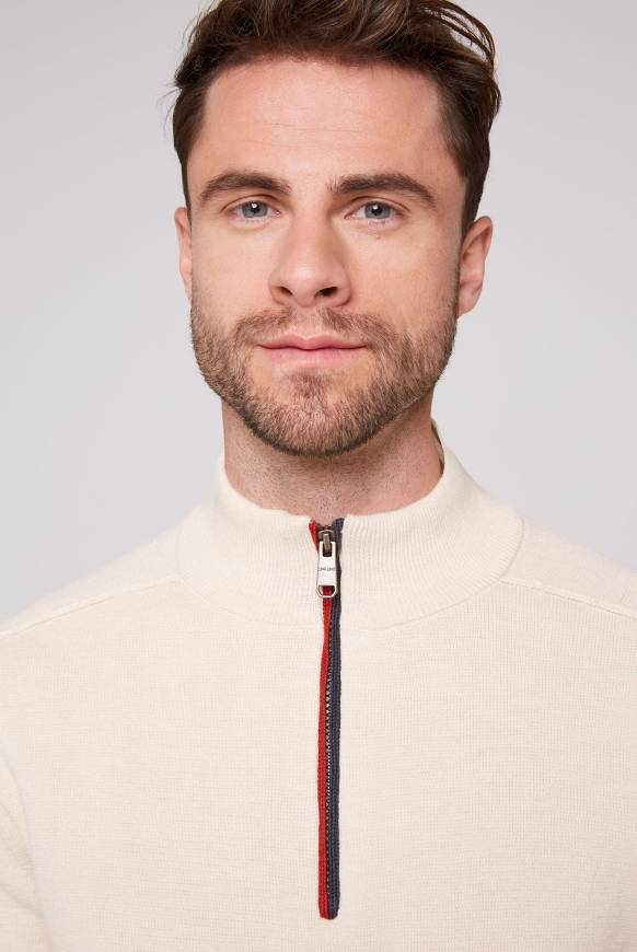 Soccx Troyer-Pullover Mit Zipper-Detail Ecru