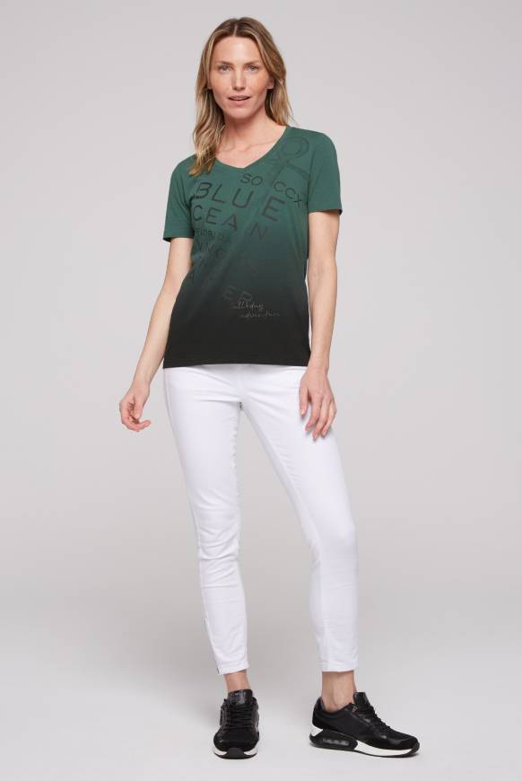 Soccx V-Shirt Dip Dye Mit Anker-Print Dark Green