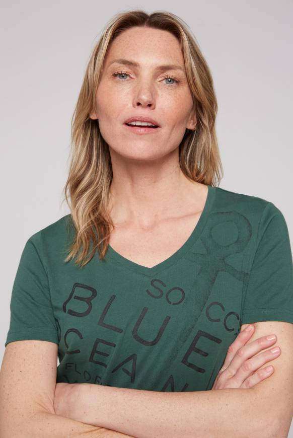 Soccx V-Shirt Dip Dye Mit Anker-Print Dark Green