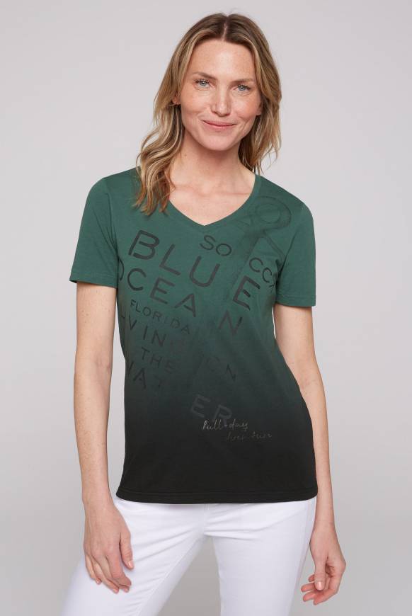 Soccx V-Shirt Dip Dye mit Anker-Print dark green