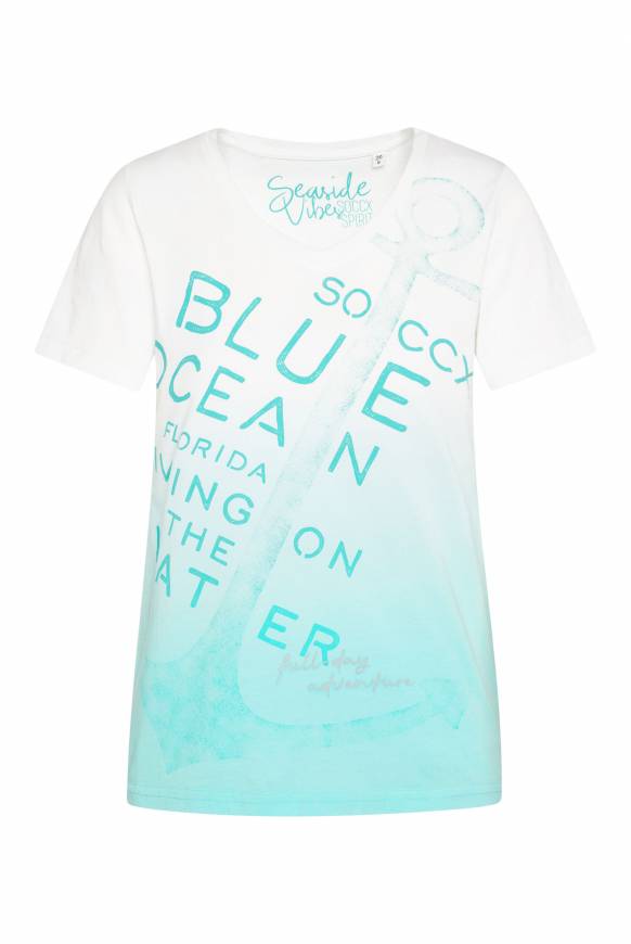 Soccx V-Shirt Dip Dye Mit Anker-Print Ivory